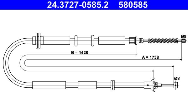 ATE 24.3727-0585.2 - Трос, гальмівна система autocars.com.ua