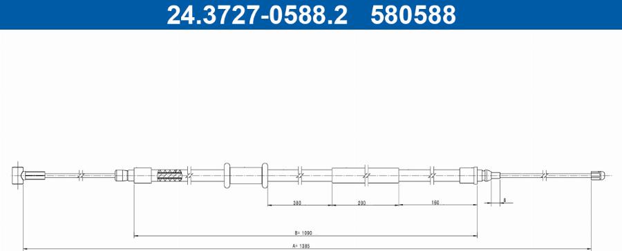ATE 24.3727-0588.2 - Трос, гальмівна система autocars.com.ua