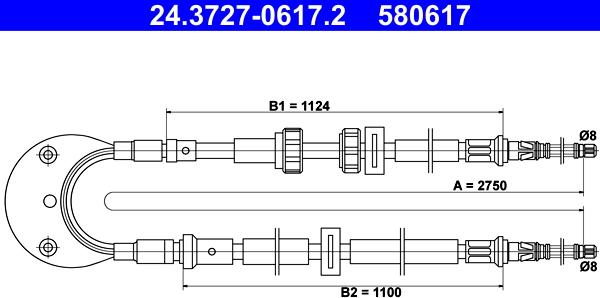 ATE 24.3727-0617.2 - Тросик, cтояночный тормоз avtokuzovplus.com.ua