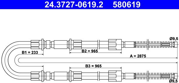 ATE 24.3727-0619.2 - Трос, гальмівна система autocars.com.ua