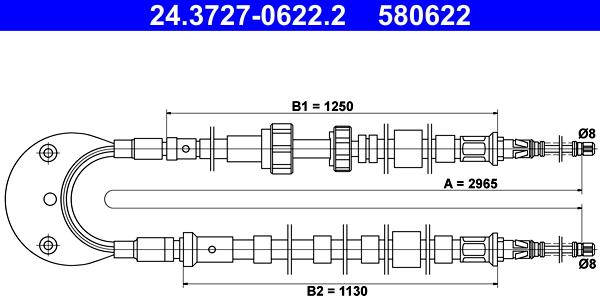 ATE 24.3727-0622.2 - Трос, гальмівна система autocars.com.ua