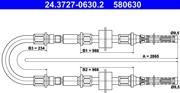 ATE 24.3727-0630.2 - Трос, гальмівна система autocars.com.ua