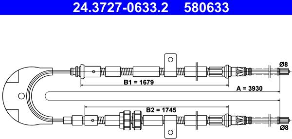 ATE 24.3727-0633.2 - Тросик, cтояночный тормоз avtokuzovplus.com.ua