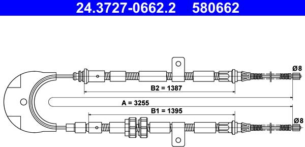 ATE 24.3727-0662.2 - Трос, гальмівна система autocars.com.ua