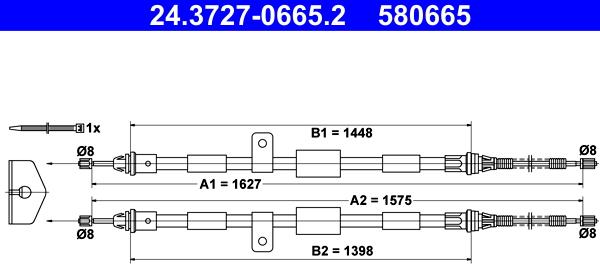 ATE 24.3727-0665.2 - Трос, гальмівна система autocars.com.ua