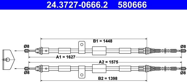 ATE 24.3727-0666.2 - Трос, гальмівна система autocars.com.ua