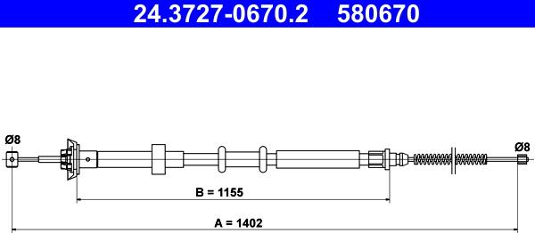 ATE 24.3727-0670.2 - Трос, гальмівна система autocars.com.ua