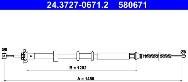 ATE 24.3727-0671.2 - Трос, гальмівна система autocars.com.ua