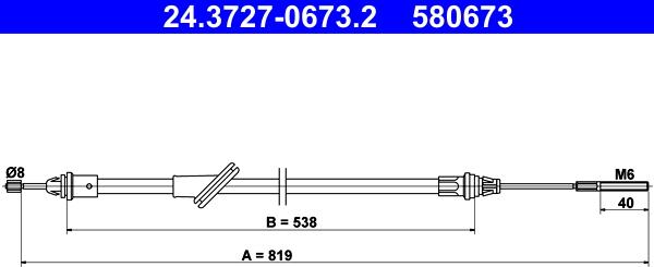 ATE 24.3727-0673.2 - Трос, гальмівна система autocars.com.ua