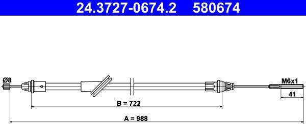 ATE 24.3727-0674.2 - Трос, гальмівна система autocars.com.ua