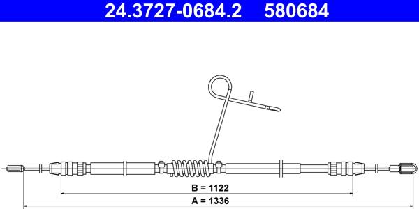 ATE 24.3727-0684.2 - Трос, гальмівна система autocars.com.ua