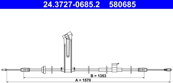 ATE 24.3727-0685.2 - Трос, гальмівна система autocars.com.ua