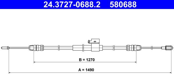 ATE 24.3727-0688.2 - Трос, гальмівна система autocars.com.ua