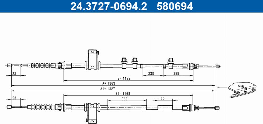 ATE 24.3727-0694.2 - Трос, гальмівна система autocars.com.ua