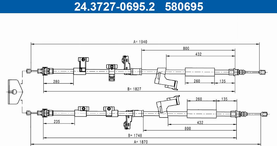 ATE 24.3727-0695.2 - Трос, гальмівна система autocars.com.ua