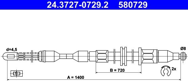 ATE 24.3727-0729.2 - Трос, гальмівна система autocars.com.ua