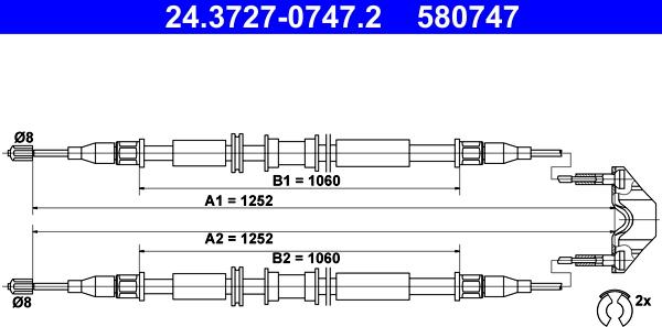 ATE 24.3727-0747.2 - Тросик, cтояночный тормоз autodnr.net