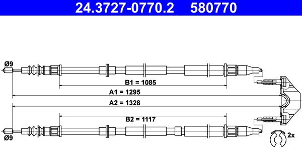 ATE 24.3727-0770.2 - Трос, гальмівна система autocars.com.ua