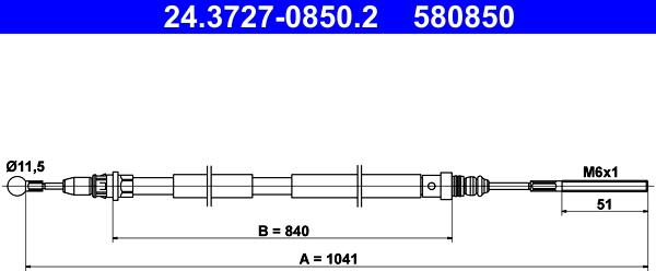 ATE 24.3727-0850.2 - Тросик, cтояночный тормоз avtokuzovplus.com.ua