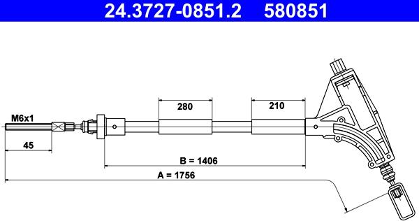 ATE 24.3727-0851.2 - Трос, гальмівна система autocars.com.ua