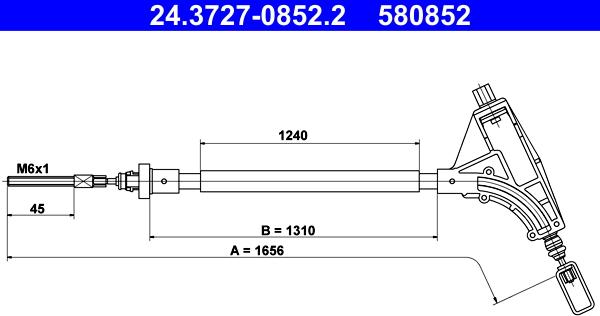 ATE 24.3727-0852.2 - Трос, гальмівна система autocars.com.ua