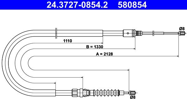 ATE 24.3727-0854.2 - Трос, гальмівна система autocars.com.ua