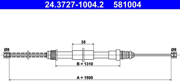 ATE 24.3727-1004.2 - Трос, гальмівна система autocars.com.ua