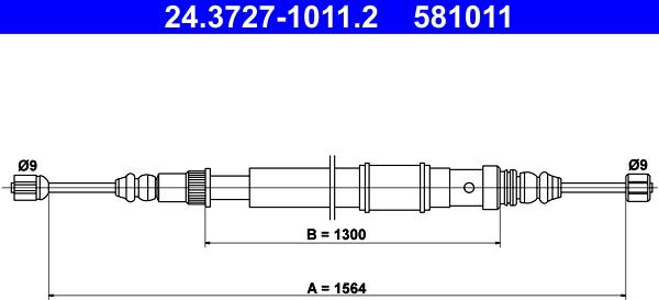 ATE 24.3727-1011.2 - Трос, гальмівна система autocars.com.ua