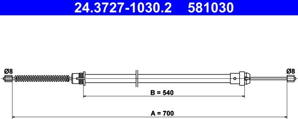 ATE 24.3727-1030.2 - Трос, гальмівна система autocars.com.ua