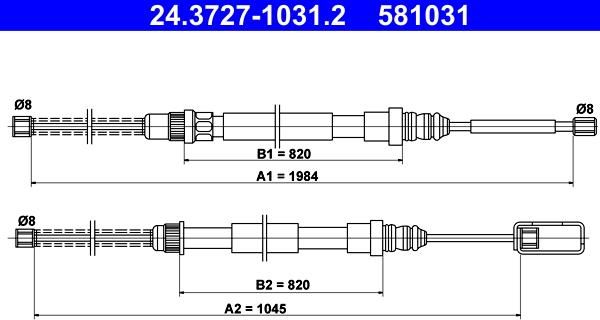 ATE 24.3727-1031.2 - Трос, гальмівна система autocars.com.ua