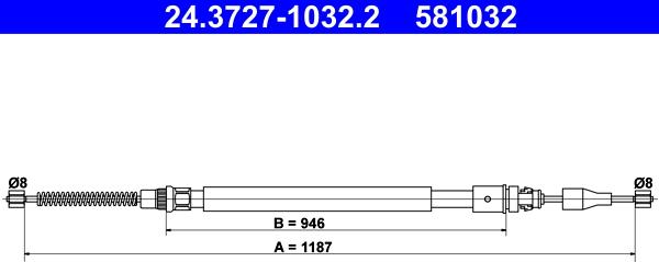 ATE 24.3727-1032.2 - Тросик, cтояночный тормоз autodnr.net