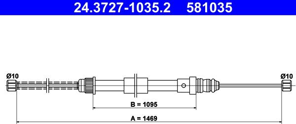 ATE 24.3727-1035.2 - Трос, гальмівна система autocars.com.ua