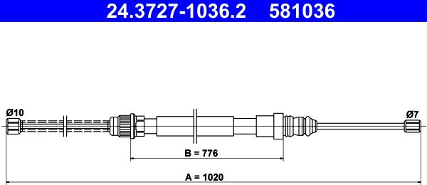 ATE 24.3727-1036.2 - Трос, гальмівна система autocars.com.ua