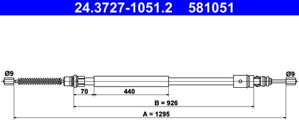 ATE 24.3727-1051.2 - Трос, гальмівна система autocars.com.ua