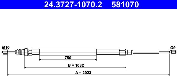 ATE 24.3727-1070.2 - Тросик, cтояночный тормоз avtokuzovplus.com.ua