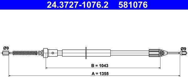 ATE 24.3727-1076.2 - Трос, гальмівна система autocars.com.ua