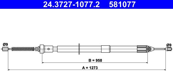 ATE 24.3727-1077.2 - Трос, гальмівна система autocars.com.ua