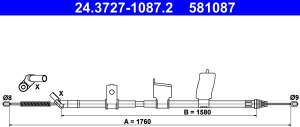 ATE 24.3727-1087.2 - Трос, гальмівна система autocars.com.ua