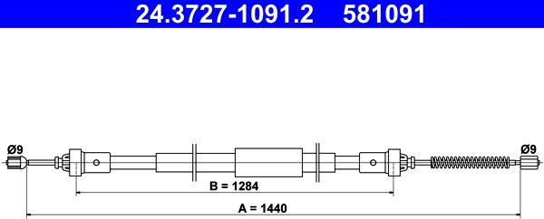 ATE 24.3727-1091.2 - Тросик, cтояночный тормоз avtokuzovplus.com.ua