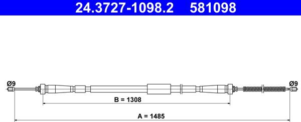 ATE 24.3727-1098.2 - Трос, гальмівна система autocars.com.ua