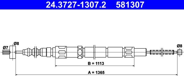 ATE 24.3727-1307.2 - Трос, гальмівна система autocars.com.ua