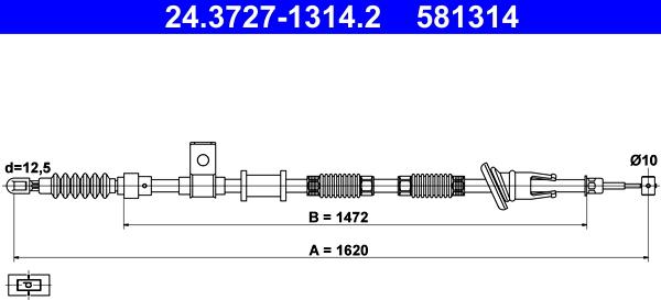 ATE 24.3727-1314.2 - Тросик, cтояночный тормоз avtokuzovplus.com.ua