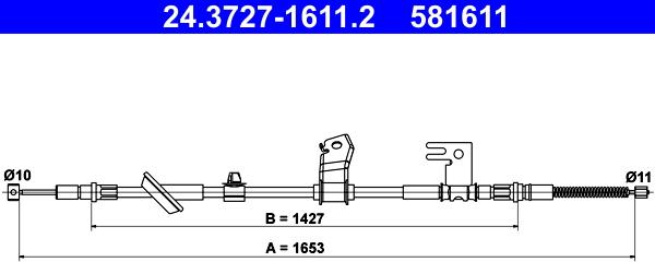 ATE 24.3727-1611.2 - Трос, гальмівна система autocars.com.ua