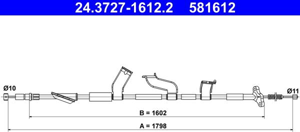 ATE 24.3727-1612.2 - Трос, гальмівна система autocars.com.ua