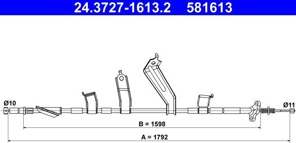 ATE 24.3727-1613.2 - Трос, гальмівна система autocars.com.ua