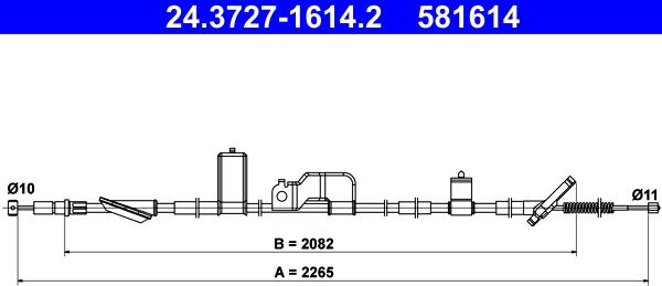 ATE 24.3727-1614.2 - Трос, гальмівна система autocars.com.ua