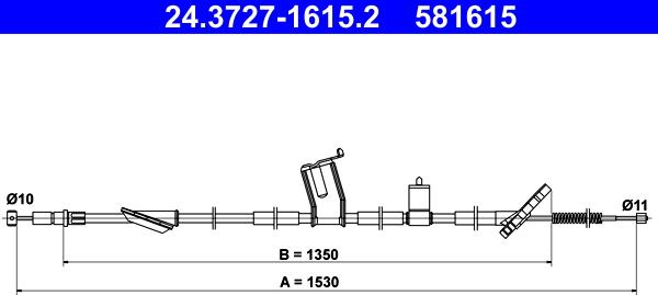 ATE 24.3727-1615.2 - Трос, гальмівна система autocars.com.ua