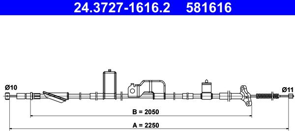 ATE 24.3727-1616.2 - Трос, гальмівна система autocars.com.ua