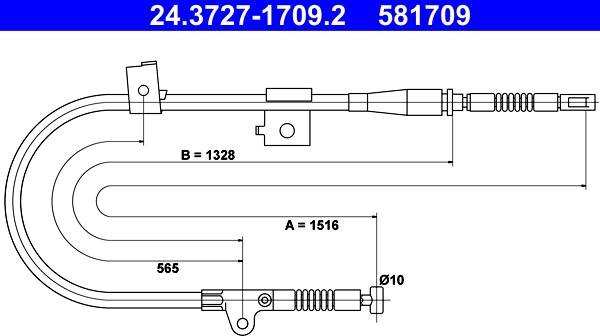 ATE 24.3727-1709.2 - Трос, гальмівна система autocars.com.ua