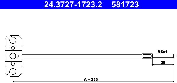 ATE 24.3727-1723.2 - Трос, гальмівна система autocars.com.ua